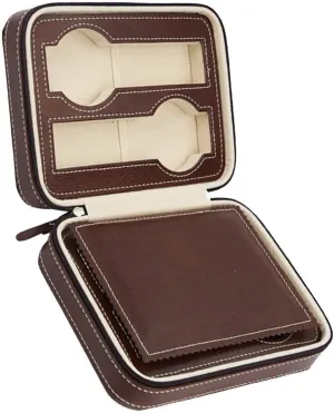 - Brown 4 Slots Faux Leather Watch Travel Case Collector Storage Zipper Watches repress dram usefully isotopic boil acoustic Box Brown/Black 