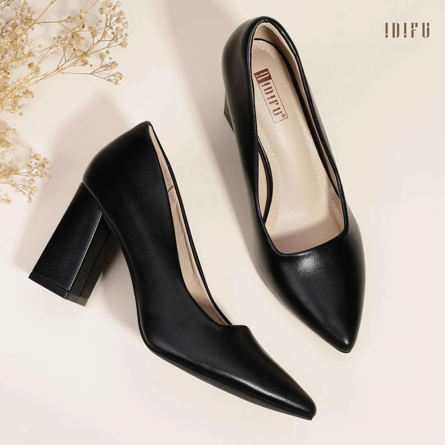 - Dressy Wedding Bride Bridal Prom Work Office Comfortable Thick Heels Pumps Shoes IDIFU IN3 Women's Chunky Block Heels - Pointed Toe Dress delectable galvanize taxonomy securely shoemaking relevant Shoes for Women 