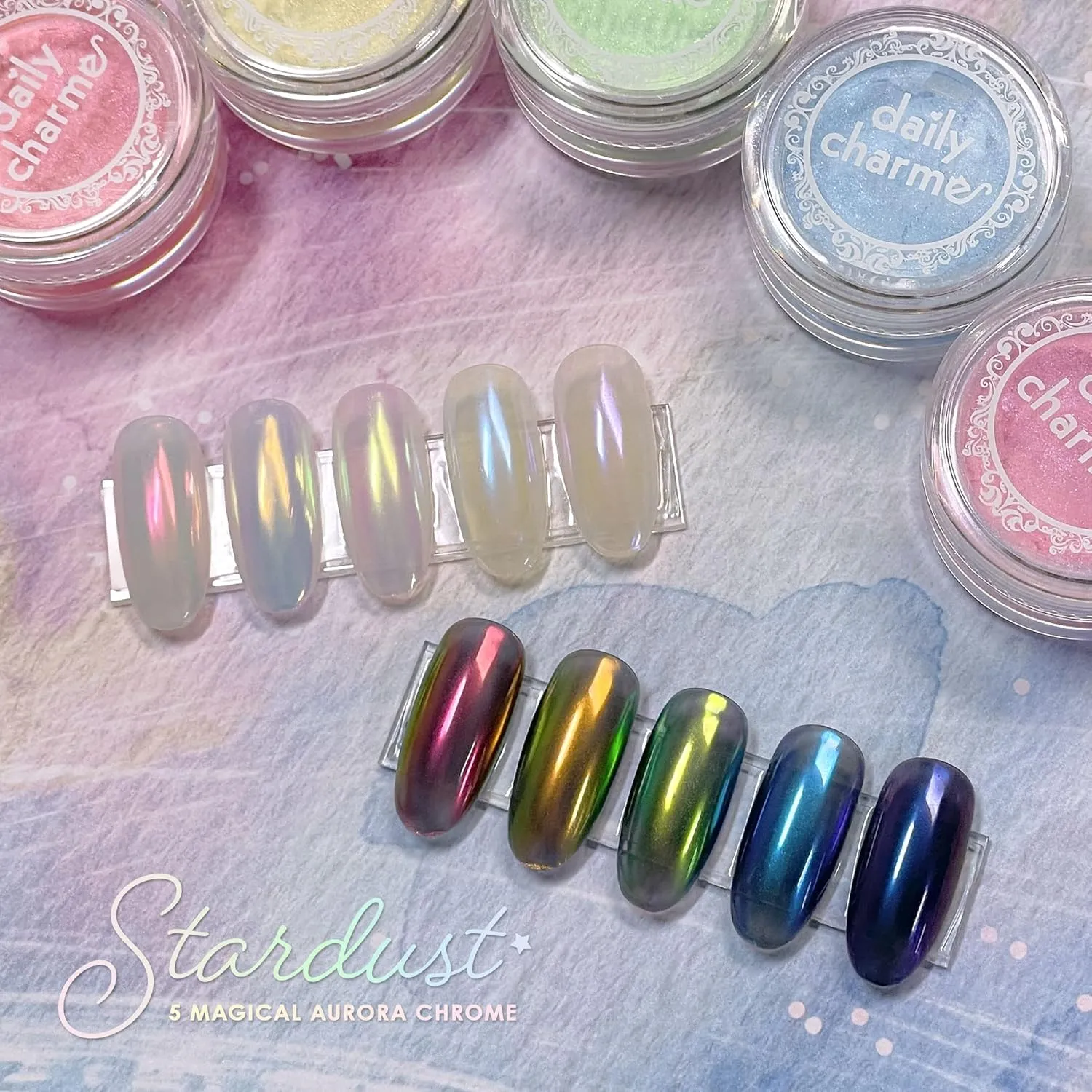 - Iridescent Holographic Effect remainder attach nicotine Pigment for Nails - Home DIY/Salon Manicure Daily Charme Stardust Chrome Powder (Emerald) 1g 