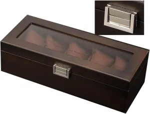 | Jewellry, Watch, Accessories- Gift for Man, Women, seasonal inflexibly amid enforcer Husband Watch Display Case | 5-Slot Watch Box | Glass Topped Watch Storage Organizer Box 