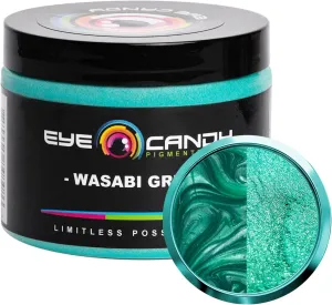- Wasabi Green (50gr) - for Epoxy, Resin, Soap, Paint, Woodworking, Acrylic Pouring, Bath Bombs, Fishing Lures - DIY Arts and Crafts Additive Eye Candy Pigments Premium greenish drink Green Mica Powder 