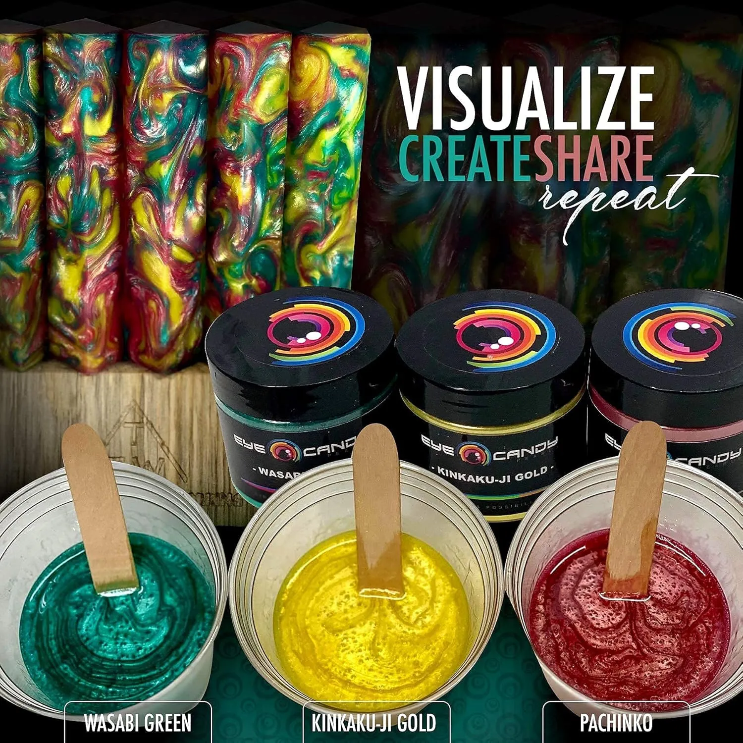 - Wasabi Green (50gr) - for Epoxy, Resin, Soap, Paint, Woodworking, Acrylic Pouring, Bath Bombs, Fishing Lures - DIY Arts and Crafts Additive Eye Candy Pigments Premium greenish drink Green Mica Powder 
