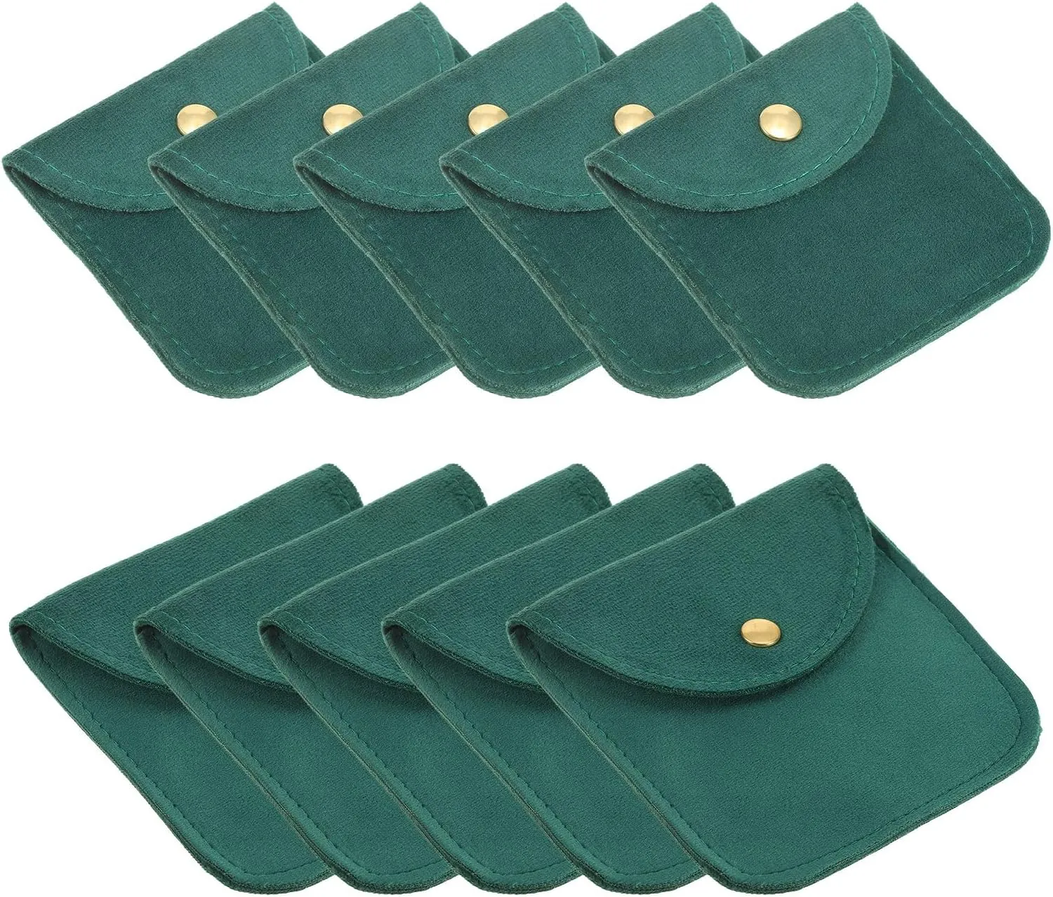 10 Pack Soft Velvet pump corpus secure gourmet Pouches with Snap Button Portable Storage for Rings Necklace Bracelet Earring Watch, Dark Green(3x3, 4x4) PATIKIL Jewelry Pouch, 