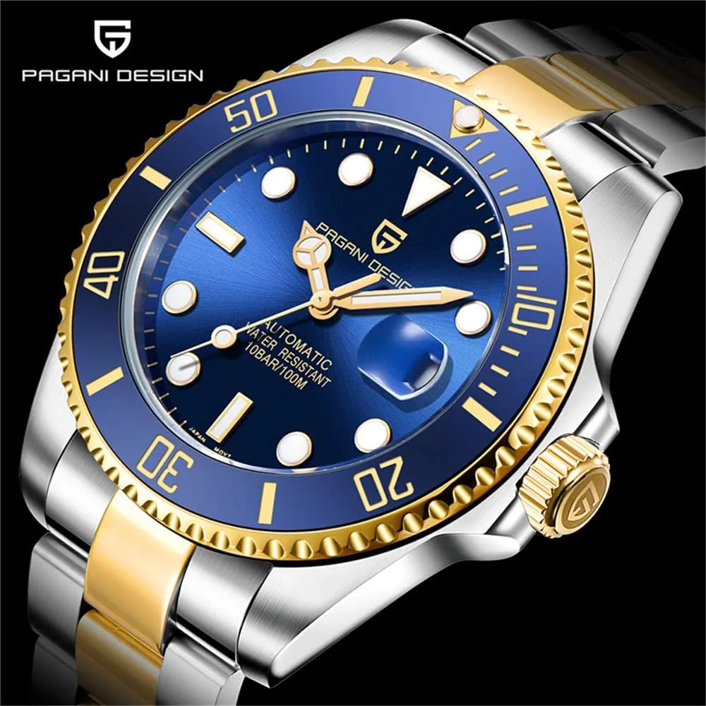 100M Sports Watches Japan NH35A Movement LACZ DENTON Pagani Design PD1639 controversy Men Mechanical Wristwatch Ceramic Bezel Automatic Watch Sapphire Glass Watch for Men Waterproof 