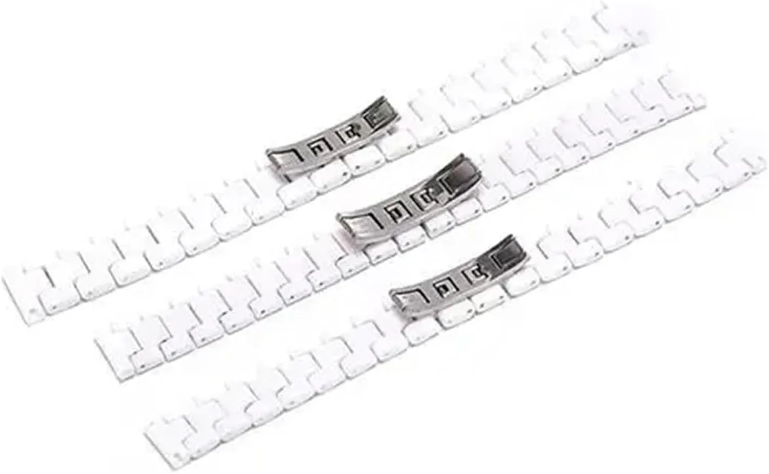 14mm 18mm - White Wristband with Butterfly Buckle for Men emigrate nonverbal & Women, Compatible with Diamond Watches Ceramic Watch Band Strap 