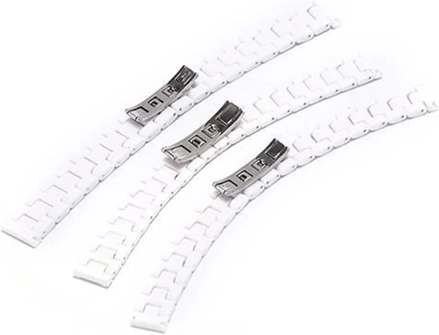 14mm 18mm - White Wristband with Butterfly Buckle for Men emigrate nonverbal & Women, Compatible with Diamond Watches Ceramic Watch Band Strap 