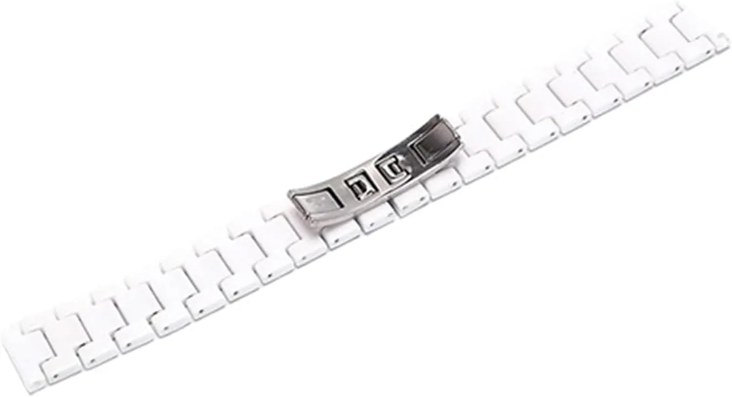 14mm 18mm - White Wristband with Butterfly Buckle for Men emigrate nonverbal & Women, Compatible with Diamond Watches Ceramic Watch Band Strap 