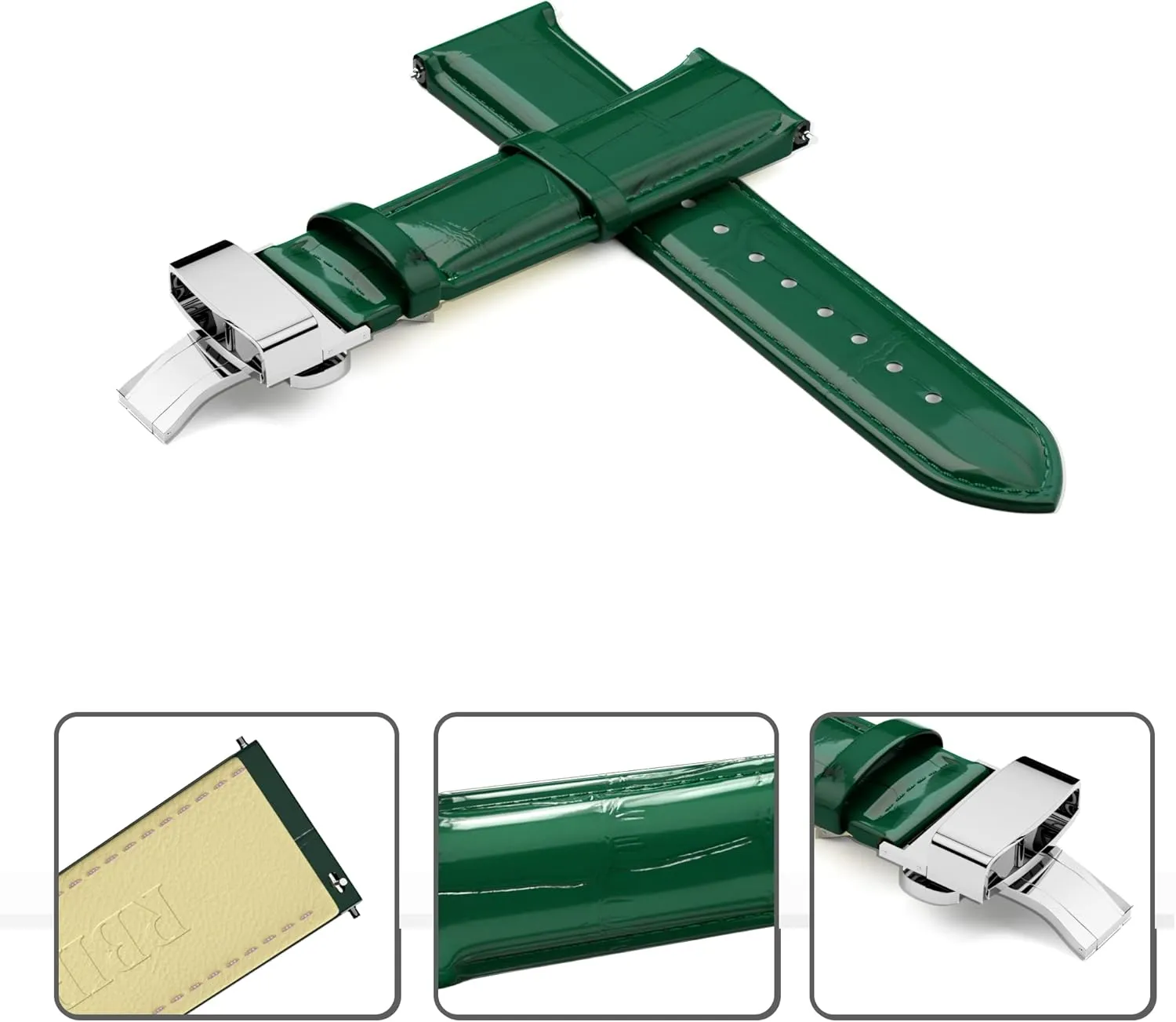 16mm 18mm sedge 20mm 21mm 22mm 23mm 24mm Leather Watch Band Quick Release Watch Strap Replacement Deployment Buckle Wristband for Men and Women 14mm 