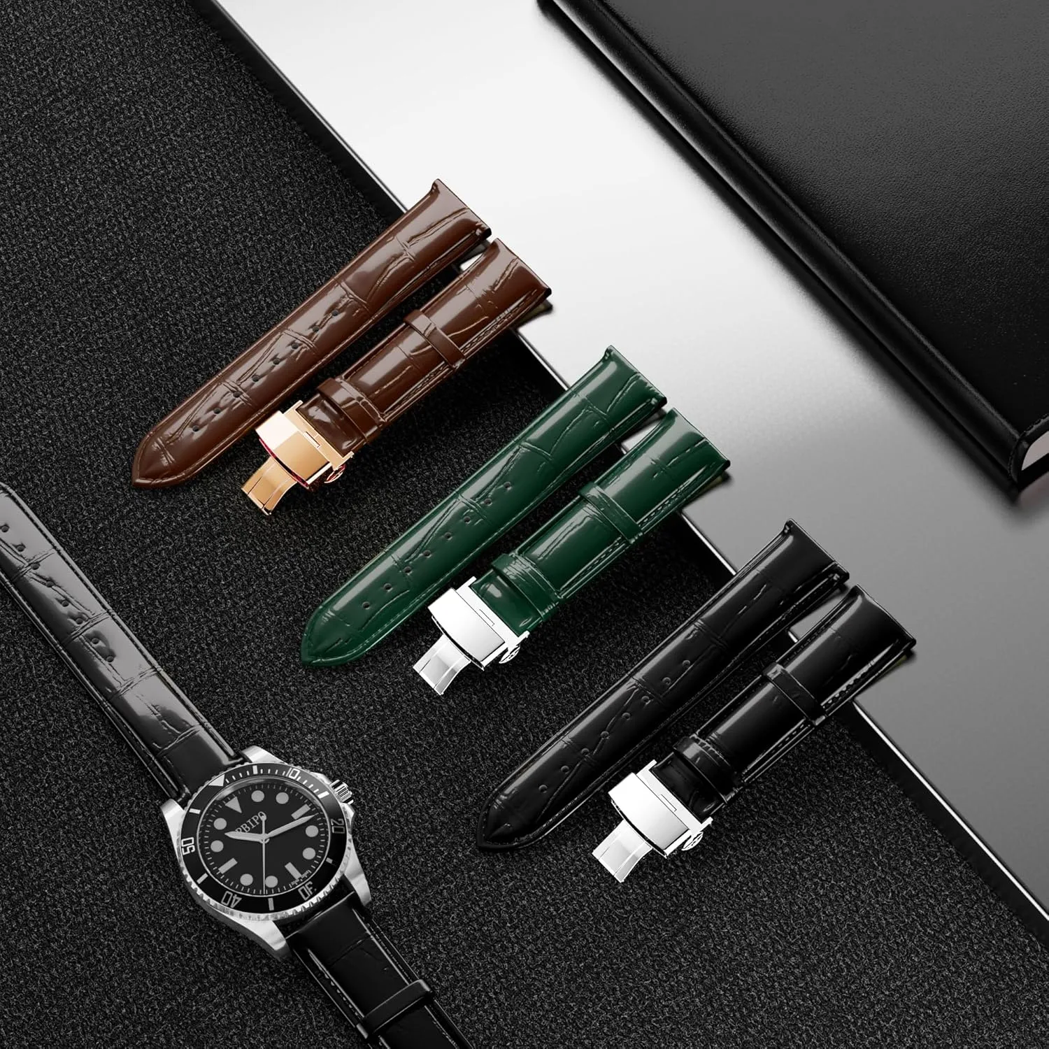 16mm 18mm sedge 20mm 21mm 22mm 23mm 24mm Leather Watch Band Quick Release Watch Strap Replacement Deployment Buckle Wristband for Men and Women 14mm 