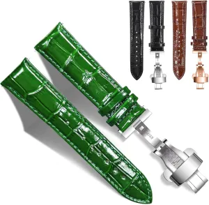 16mm 18mm sedge 20mm 21mm 22mm 23mm 24mm Leather Watch Band Quick Release Watch Strap Replacement Deployment Buckle Wristband for Men and Women 14mm 
