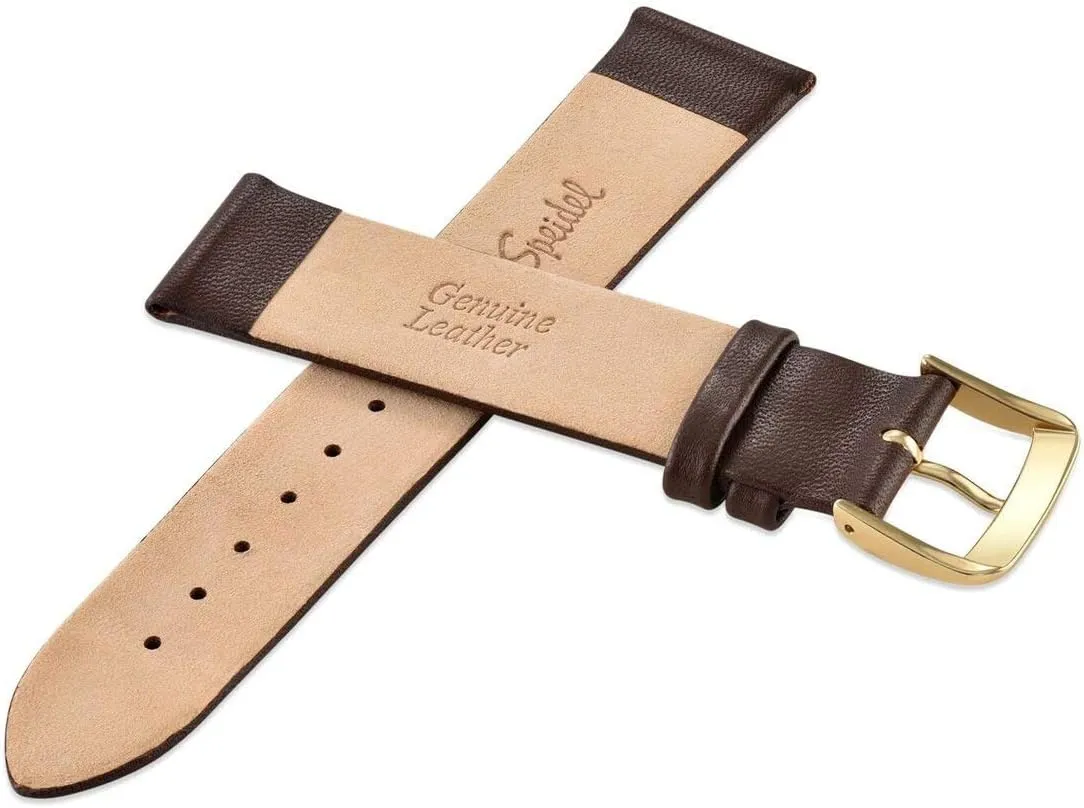 18mm 19mm 20mm invariable English brush principal and 22mm Stainless Steel Metal Buckle Clasp, Watchband Speidel Genuine Leather Watch Band Black Brown and Navy Calf Skin Replacement Strap, 16mm 