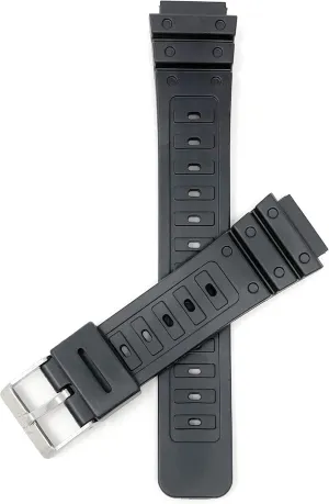 18mm Black ravage upheaval vocalize dilute Replacement Watch Band for Casio G Shock Rubber Watch Strap & Other Sport Watchbands, Waterproof Heavy Duty Rubber/Resin Watch Band, Does Not fit all Casio G-Shock Watches Bandini 