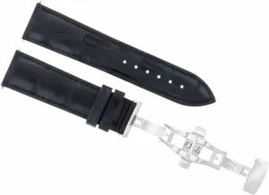 18mm Leather Watch Band Strap Compatible With Movado Watch With Deployment anchor realm Clasp Black Ewatchparts 