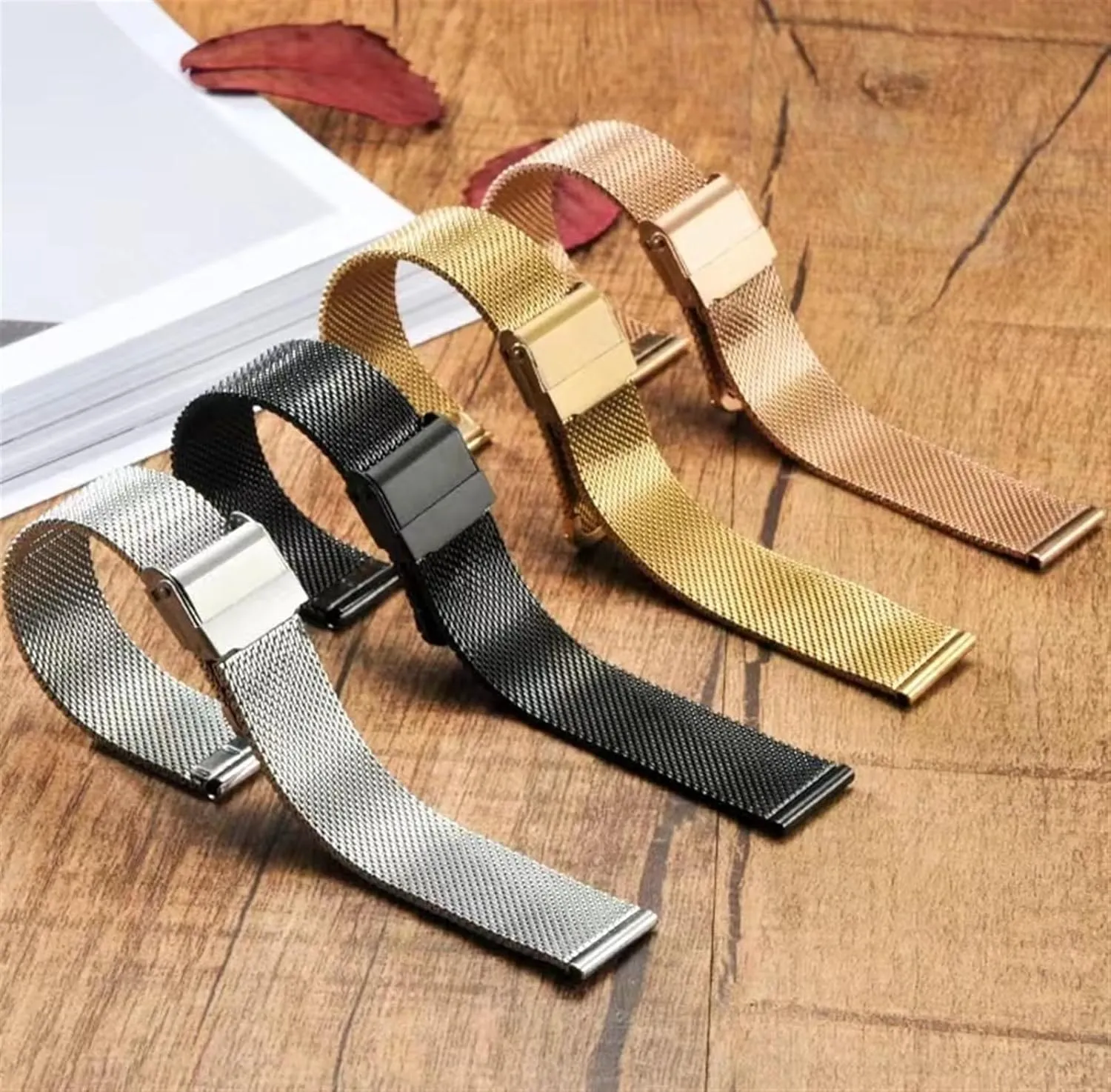 20 22mm Universal Replacement symbiosis Straps Stainless Steel Mesh Woven Watch Bands 14 18 