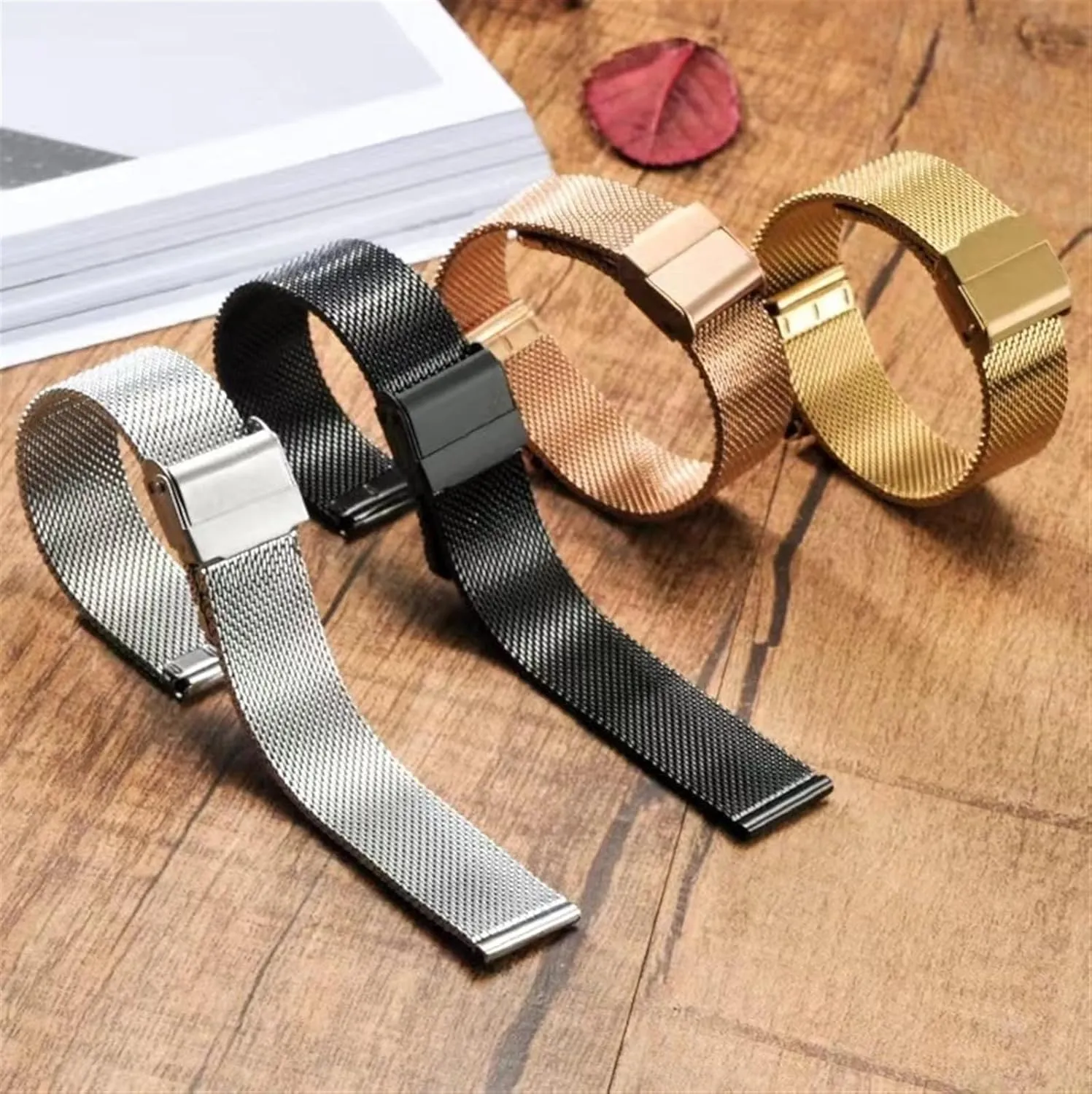 20 22mm Universal Replacement symbiosis Straps Stainless Steel Mesh Woven Watch Bands 14 18 