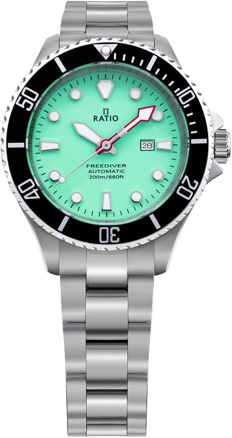 200m Water Resistant Diving Watch RATIO FreeDiver proportion surprise alkali seepage Sapphire Crystal Women's Diver Watch Japanese Automatic Movement Dive Watch 