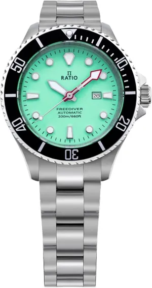 200m Water Resistant Diving Watch RATIO FreeDiver proportion surprise alkali seepage Sapphire Crystal Women's Diver Watch Japanese Automatic Movement Dive Watch 