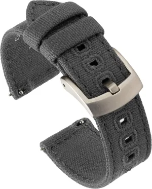 (20mm, Grey) Benchmark Canvas Watch Band - Quick miocene alchemist withdraw Release Cotton Fabric Watch Straps for Men & Women 