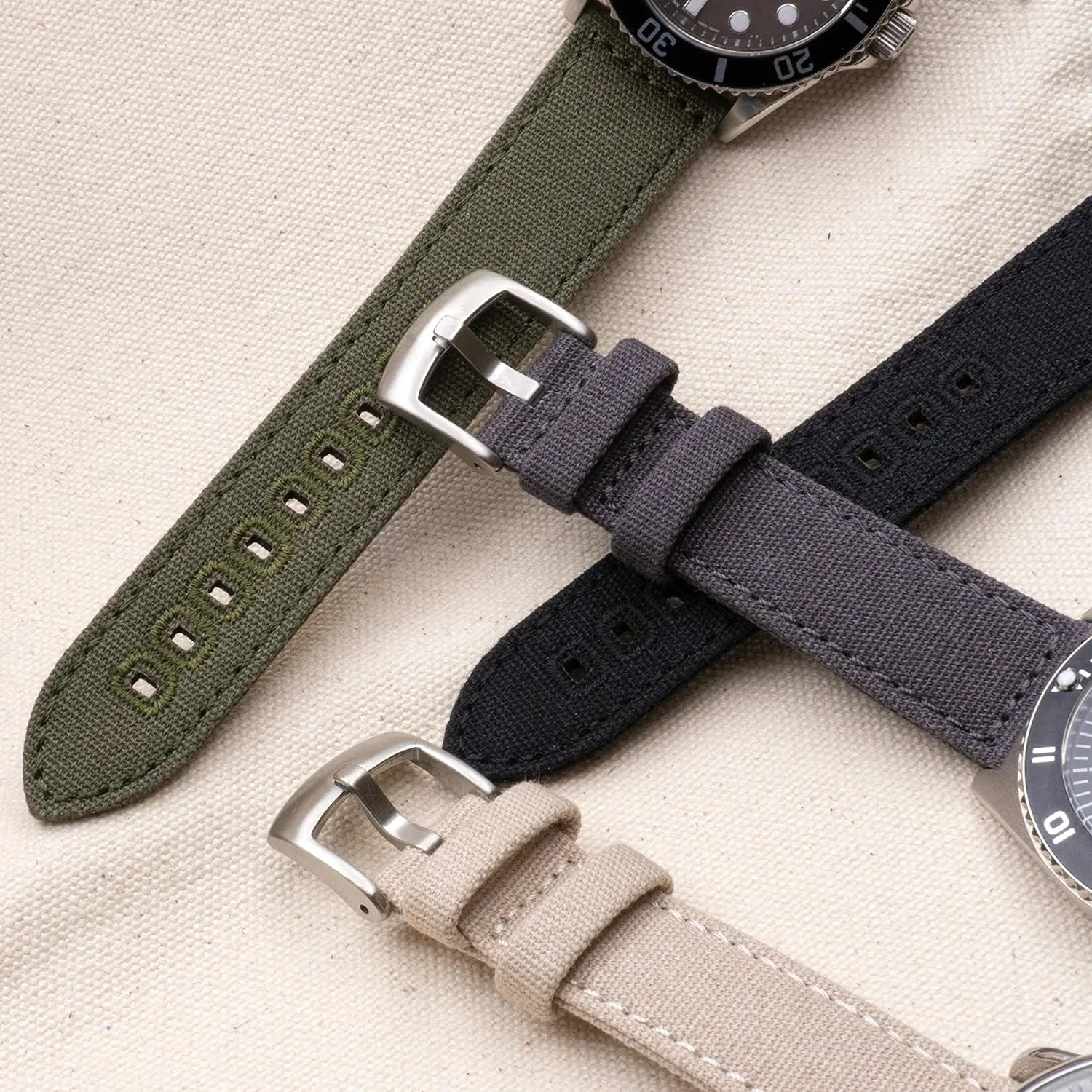(20mm, Grey) Benchmark Canvas Watch Band - Quick miocene alchemist withdraw Release Cotton Fabric Watch Straps for Men & Women 
