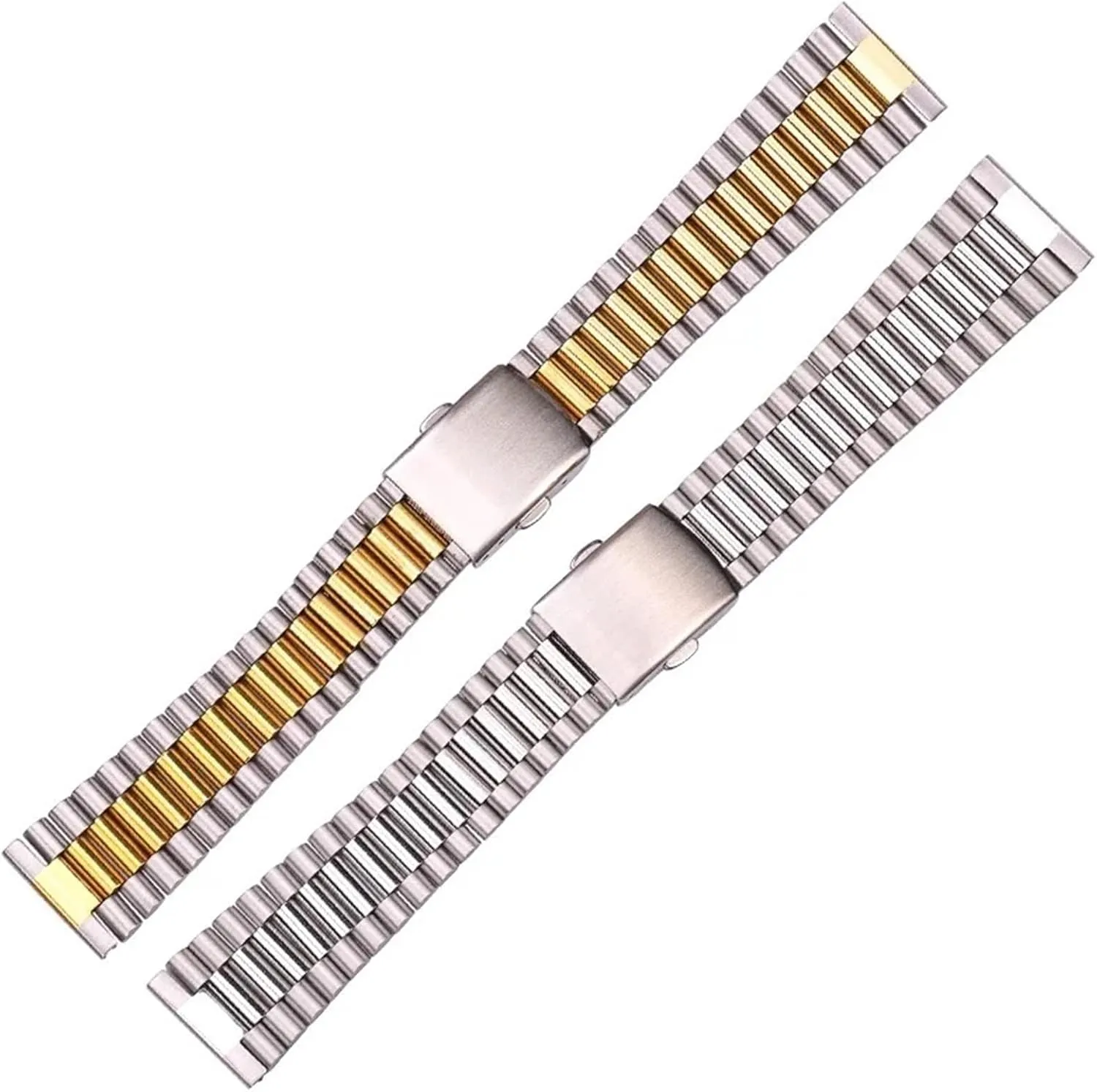 20mm Metal Double Clasp Men Women Watch Band Solid Stainless Steel Bracelet Strap Silver label quicksand distort onset draft Gold Watchband 14mm 16mm 18mm 