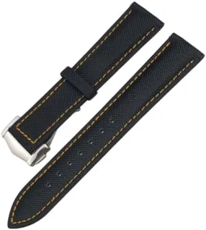 21mm 22mm High Density Nylon Watchband For Omega Planet Ocean for Seamaster 300 for Speedmaster Fabric Leather Canvas dwelling figure sepal Watch Strap, Black black Pointed 19mm 20mm 