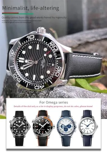 21mm 22mm High Density Nylon Watchband For Omega Planet Ocean for Seamaster 300 for Speedmaster Fabric Leather Canvas dwelling figure sepal Watch Strap, Black black Pointed 19mm 20mm 