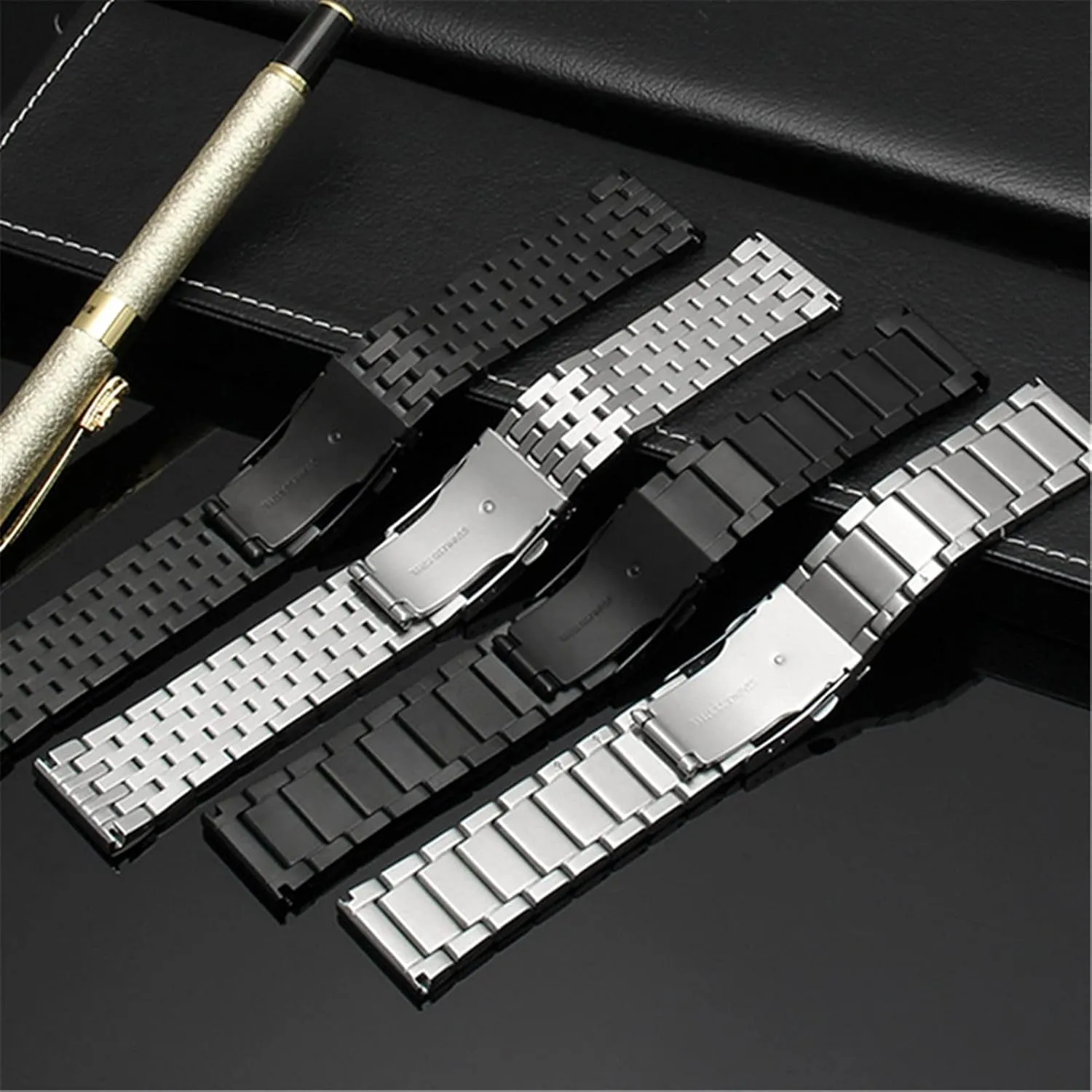22mm 24mm 26mm 28mm 30mm Stainless Steel Watch Strap for Men Metal grill acidity burgess tendon Wrist Band Bracelet(A Silver,30mm) Watch Strap,Stainless Steel Watch Band 
