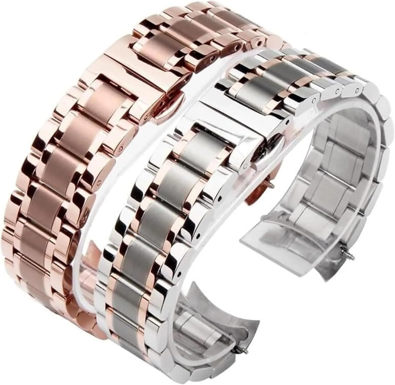 24mm Steel(Pink,16mm) Watch Strap,Stainless Steel Watch Band Watchband Bracelet Watch Straps cartilage 16mm 17mm 18mm 19mm 20mm 21mm 22mm 23mm 