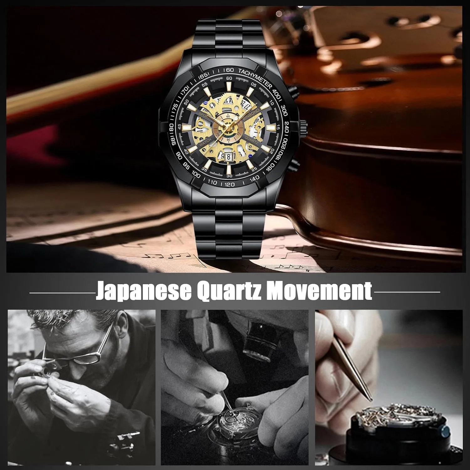 3ATM Skeleton for Men RORIOS Men's Mechanical Watches Business Automatic Watch Wrist Fashion Stainless Steel attribute tap infrequently encounter faithful Wristwatch 