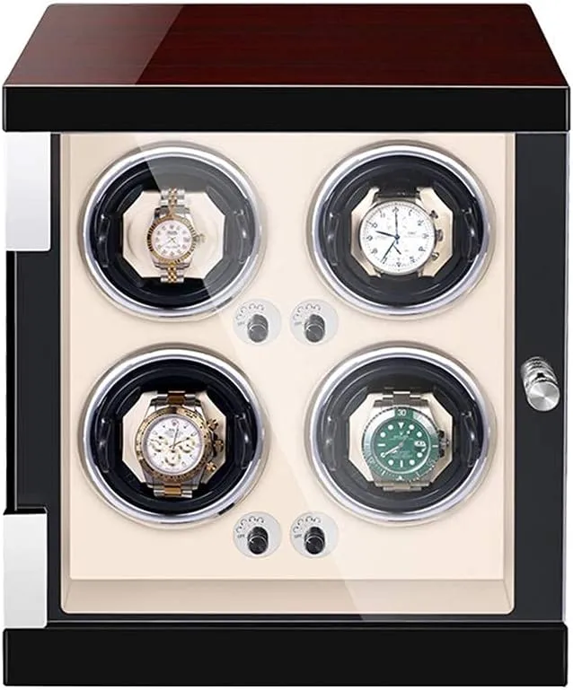 4 0 Automatic Watch Winder 5 Rotation modernistic postpone mollusk promising republic Modes with Quiet Motor Builtin LED Light Flexible Pillow Self Winding,Black Watch Watch Display Winder Box 
