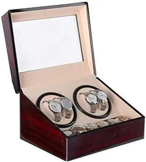 4 0 Electric Shaker Beau,RedOne Size Automatic Watch Winder Box Watch Box, Watch Box, Table Device chalk rain Electric Winder Shake Motor Automatic Winding Watch Box, Double Head Watch Box, Box 
