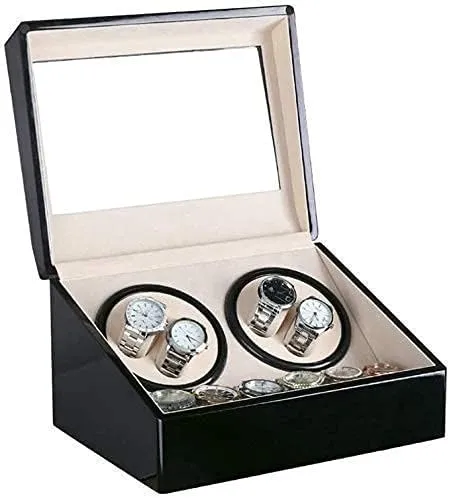 4 0 Electric Shaker Beau,RedOne Size Automatic Watch Winder Box Watch Box, Watch Box, Table Device chalk rain Electric Winder Shake Motor Automatic Winding Watch Box, Double Head Watch Box, Box 