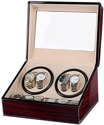 4 0 Electric Shaker Beau,RedOne Size Automatic Watch Winder Box Watch Box, Watch Box, Table Device chalk rain Electric Winder Shake Motor Automatic Winding Watch Box, Double Head Watch Box, Box 