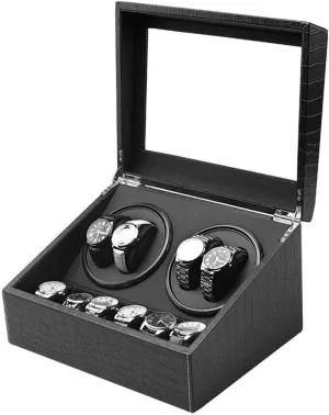 4 6 Watch permit Winder Quiet Motor Pu Leather Storage Display Case,C Watches Box 