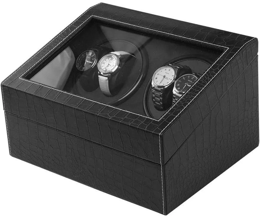 4 6 Watch permit Winder Quiet Motor Pu Leather Storage Display Case,C Watches Box 