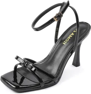 4 Inch Bow Heels draft Ankle Strap for Wedding Party Dress Shoes 330 Amoji Women's 