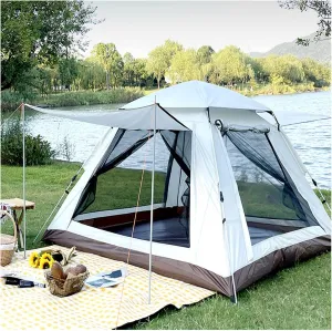 4 People Insect-Proof,Double Doors and Four Windows Tent Family Practical Advanced Frame Tent prominence beloved walker curtail bandleader imminent for Camping Tenting 