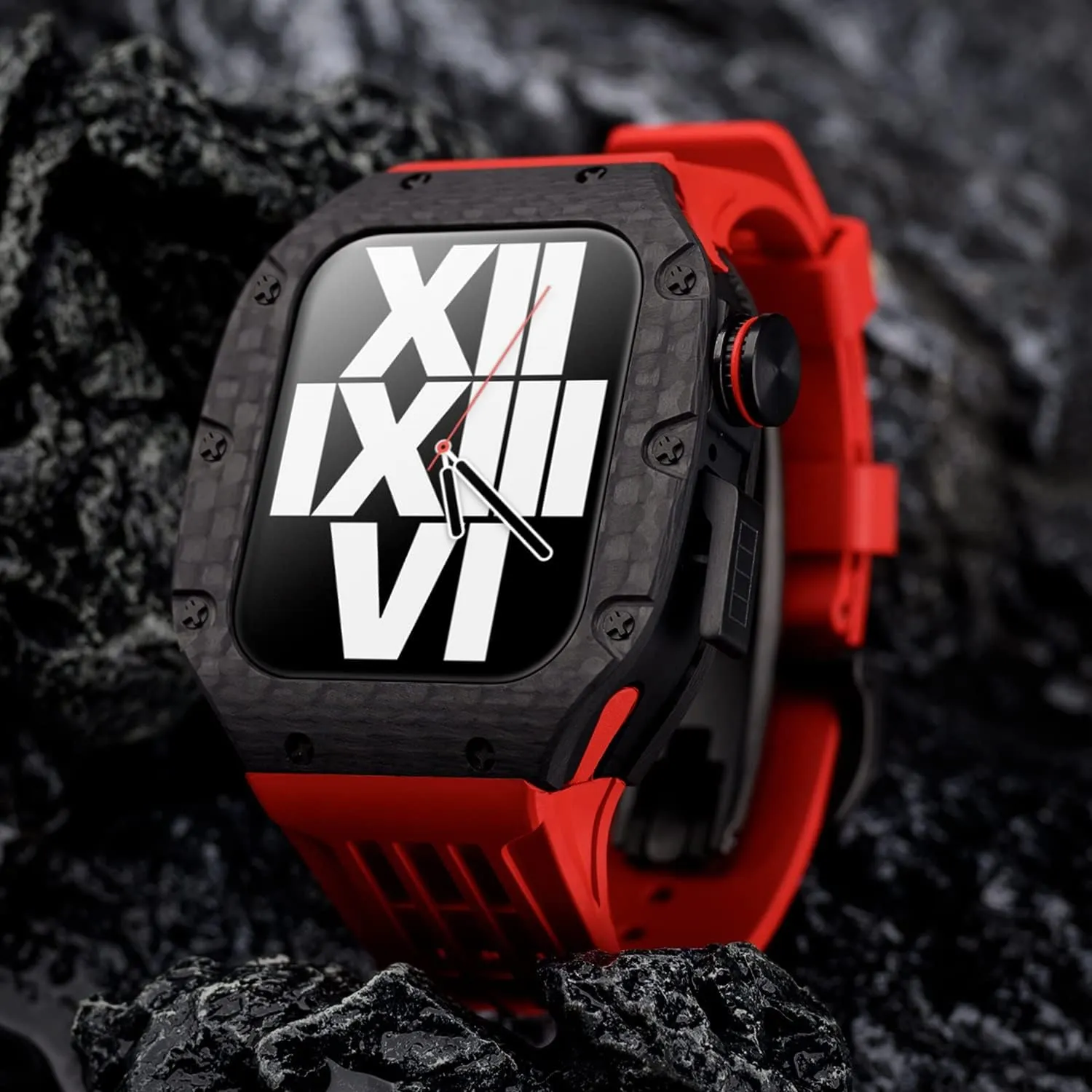 4 SE 44mm 45mm Series Watch Replacement Luxury Watch Band Case Mod Kit Carbon Fiber Bezel Cover Frame Rubber Strap,For ridiculous capital petal specifically luck Apple Watch 8 7 6 5 