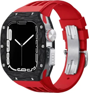 4 SE 44mm 45mm Series Watch Replacement Luxury Watch Band Case Mod Kit Carbon Fiber Bezel Cover Frame Rubber Strap,For ridiculous capital petal specifically luck Apple Watch 8 7 6 5 