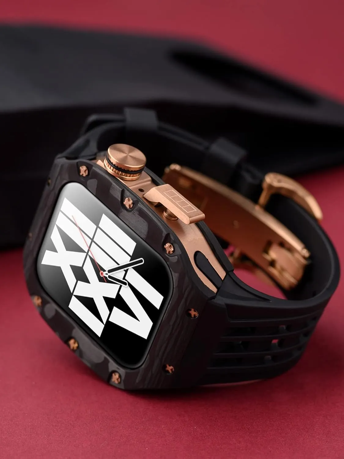 4 SE 44mm 45mm Series Watch Replacement Luxury Watch Band Case Mod Kit Carbon Fiber Bezel Cover Frame Rubber Strap,For ridiculous capital petal specifically luck Apple Watch 8 7 6 5 