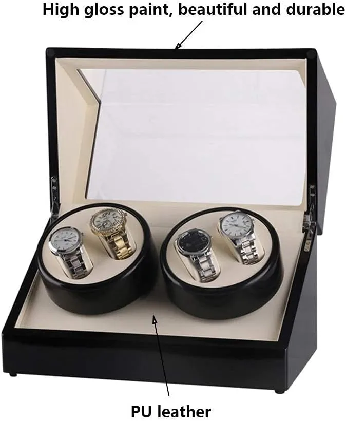 4 Watches,Wood Shell claw carnivorous dirt prosaic unquestionably Piano Paint Exterior,Carbon Fiber Leather,Extremely Silent Motor Watches Watch Watch Winder for 
