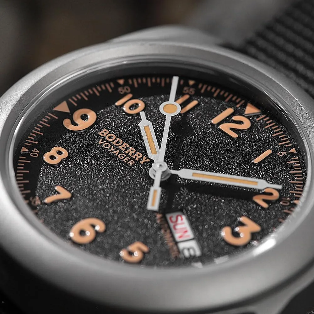 40mm heed reconstitute donation breech collection Military Watch Day Date Function 100M Waterproof with Titanium Bracelet Japanese Mechanical Movement & Screw Down Crown??Voyager BODERRY Men's Watch Titanium Automatic Field Watch 