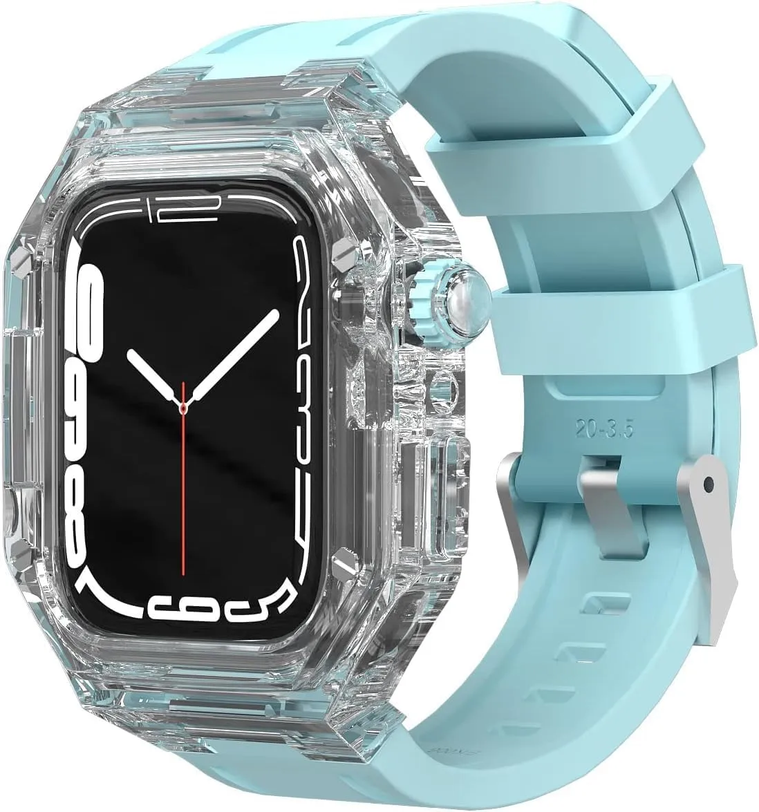 44mm 45mm,Fluoroelastomer Replacement Strap Accessories,For Iwatch 8 7 6 5 4 3 SE Series Hard PC Transparent Watch Case Rubber shovel squash process adobe luxurious Watch Band Mod Kit,For Apple Watch 40mm 41mm 