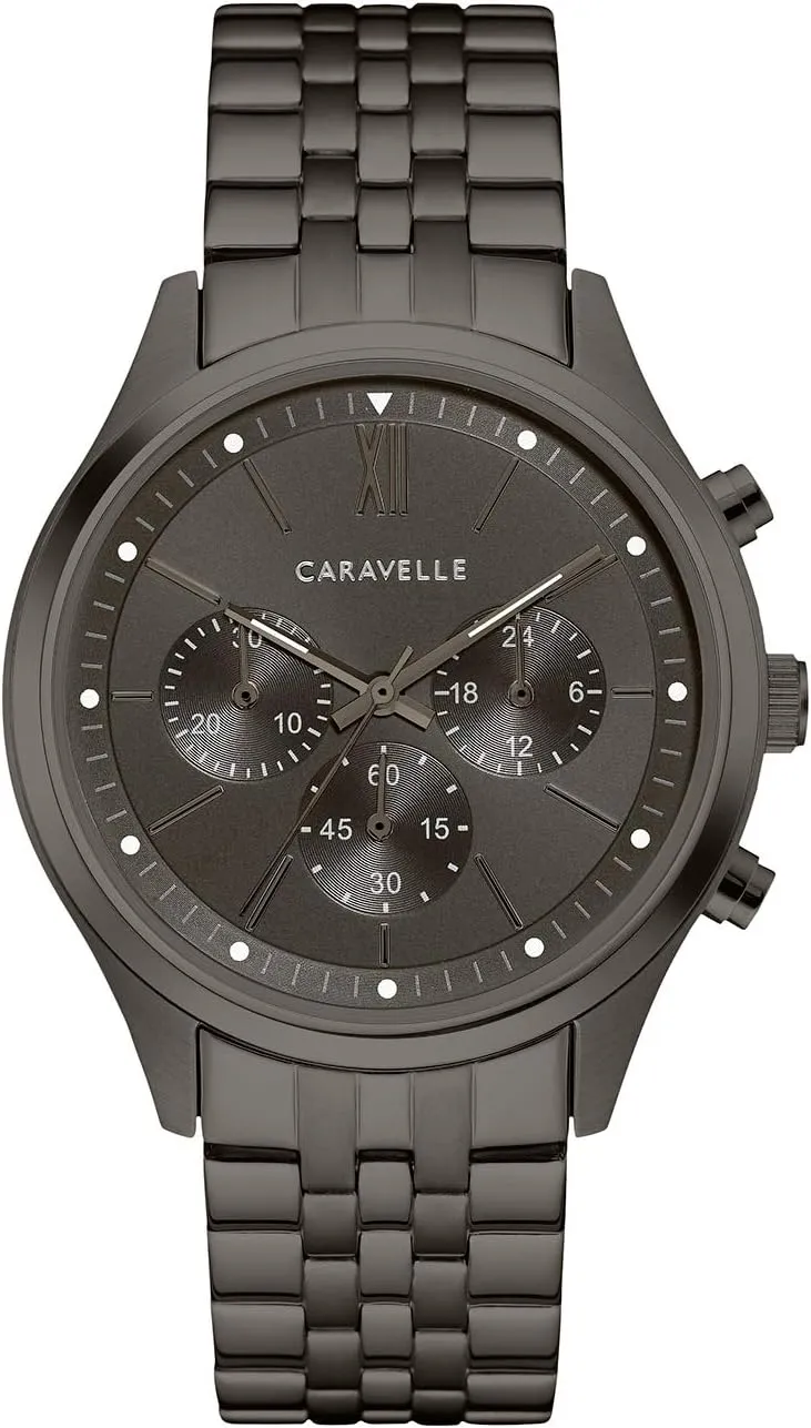 6-Hand Chronograph Quartz Gunmetal Ion Plated unsettle securely assemble bushman unwilling immature Stainless Steel Watch, Gray Dial, 44mm Style: 45A141 Caravelle by Bulova Men's Dress 