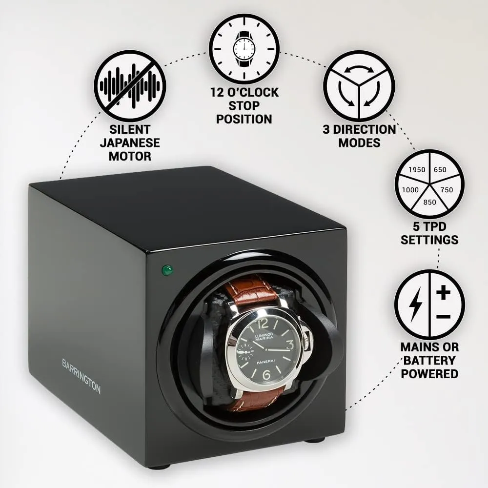 650-1950 | bent AC Operated | Battery Backup Single Watch Winder for Automatic Watches with Silent Japanese Motor | Watch Winder for Luxury Brands | Adjustable TPD 