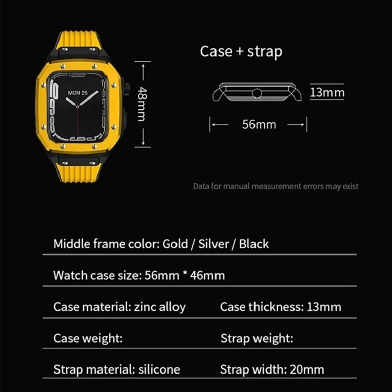 7 6 5 4 SE 44mm 45mm Series Watch Replace Watch Bezel Strap Modification Kit Accessories Metal Alloy Watch Case Rubber Strap Set,For Apple Watch 9 ride 8 