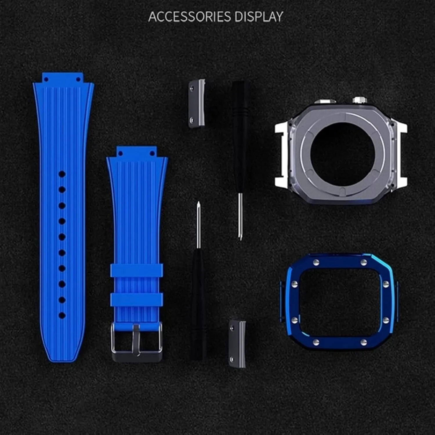7 6 5 4 SE 44mm 45mm Series Watch Replace Watch Bezel Strap Modification Kit Accessories Metal Alloy Watch Case Rubber Strap Set,For Apple Watch 9 ride 8 