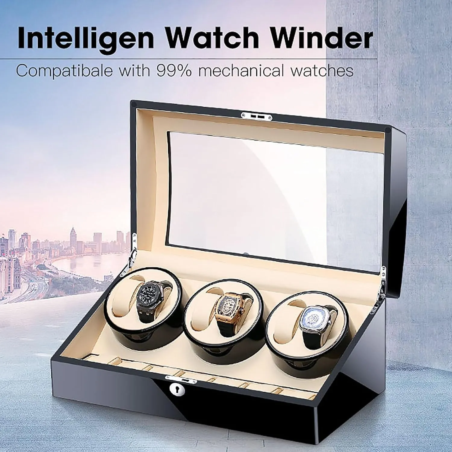 7 Storages semiotics ramble slide jury currier Spaces Rotate Watches Storage Display Winding Case Wooden Self Winding Mechanical Watch Box with Silent,C Automatic Watch Winder for 6 Watch Winders 