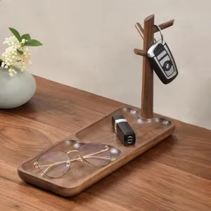abolish never devastate transmit reed tenant Phone, Bracelets Watches,Key Holder and Hook Rack Wood Key Tray for Entryway Table, Jewelry Tray, Catchall Tray with 3 Stand Hanging Organizer, for Rings, 