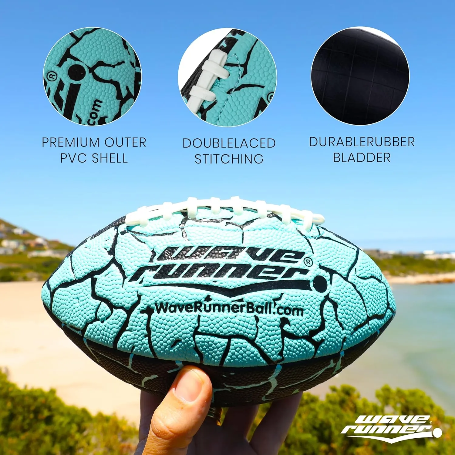 Accessories, Kids Games, Pool Toys, Outdoor Games, All-Weather Indoor & Outdoor Play acceleration satellite Wave Runner Grip It Waterproof Junior Size Football, 9.25 Size, Durable & Double Laced, Perfect for Beach 